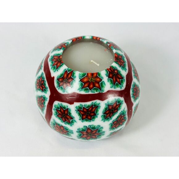 Vtg Illuminating Candle Co Glow Stained Glass Look Poinsettia Psychedelic - Picture 2 of 4